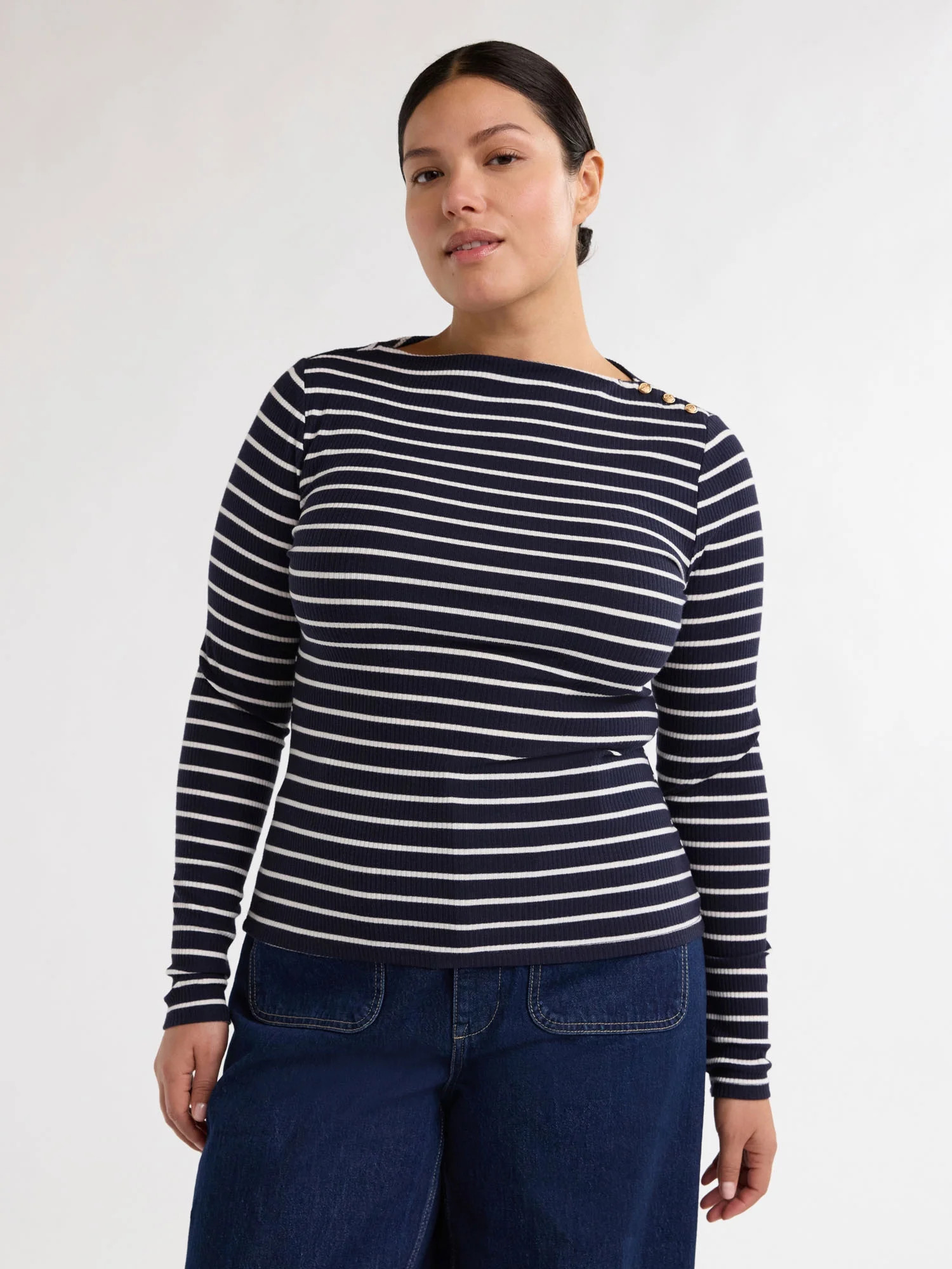 Free Assembly Women’s and Women's Plus Boatneck Top with Long Sleeves, Sizes XS-4X | Walmart (US)