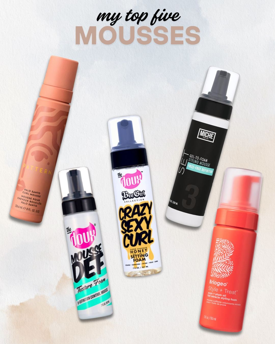 If you’ve got type 4 hair with high density, low porosity, and medium-width strands, these are my top 5 curl-defining mousses that deliver volume, definition, and shine without crunch.

The Doux Mousse Def Texture Foam – This dual-use mousse provides the perfect amount of hold to define your curls or control your sleek look. It gives definition, shine, and volume to every hair type and curl pattern. Enjoy the touchable control free of crunch and flaking.  ￼

The Doux Bee Girl Crazy Sexy Curl Honey Setting Foam – Infused with honey, aloe, bamboo, and silk amino acids, this foam provides hydration and definition for curls that need a little extra love. It leaves your hair soft, shiny, and full of life.

Miche Beauty Set Gel-to-Foam Styling Mousse – This innovative gel-to-foam formula offers the hold of a gel with the lightness of a mousse. It defines curls, reduces frizz, and provides a long-lasting, flexible hold without crunch.

Briogeo Style + Treat Yuzu + Plum Oil Hair Styling Texture Foam – A versatile, multitasking styling foam for the perfect bouncy blowout, touchable curl definition, or a textured, lived-in look. It provides volume, hold, and heat protection up to 450°F, making it suitable for all hair types and textures.  ￼

Pattern Palo Santo Curl Mousse – This lightweight mousse is designed to define and elongate curls while providing a soft hold. Infused with the calming scent of Palo Santo, it adds moisture and shine without weighing down your hair.

#Top5HairMousses #Type4HairCare #LowPorosityHair #CurlDefiningMousse #NaturalHairProducts #BlackHairCare #FrizzControl #HealthyHairJourney #LTKHair #LTKBeauty