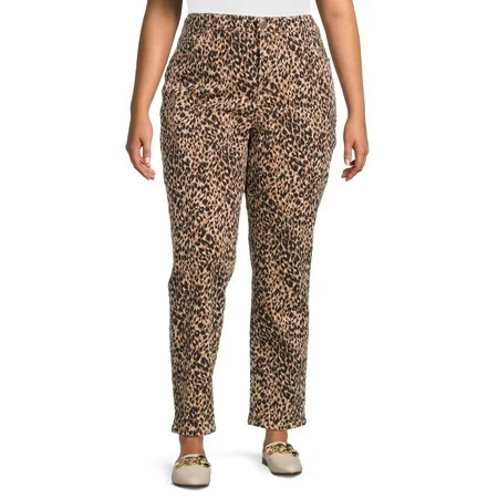 Terra & Sky Women s Plus Size Core Straight Leg Jeans Available in Regular and Petite | Walmart (US)