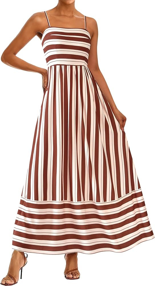 PRETTYGARDEN Summer Dresses for Women 2025 Beach Maxi Dress Spaghetti Strap Floral Boho A Line We... | Amazon (US)