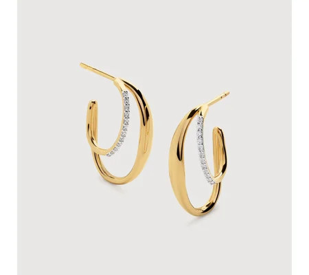 Nura Wrap Diamond Medium Hoop Earrings | Monica Vinader (Global)