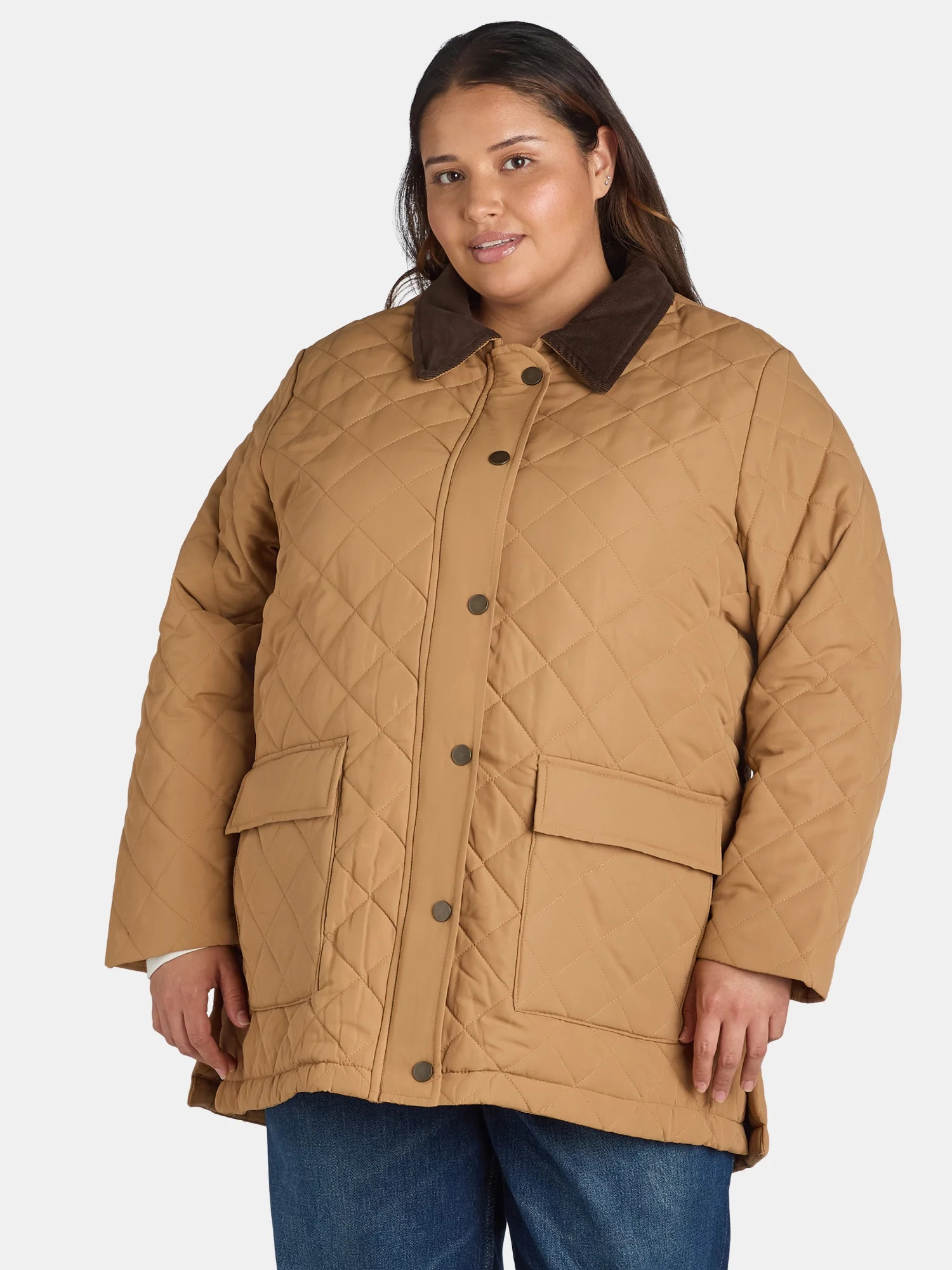 Time and Tru Women's and Women's Plus Quilted Barn Coat, Sizes XS-3X | Walmart (US)