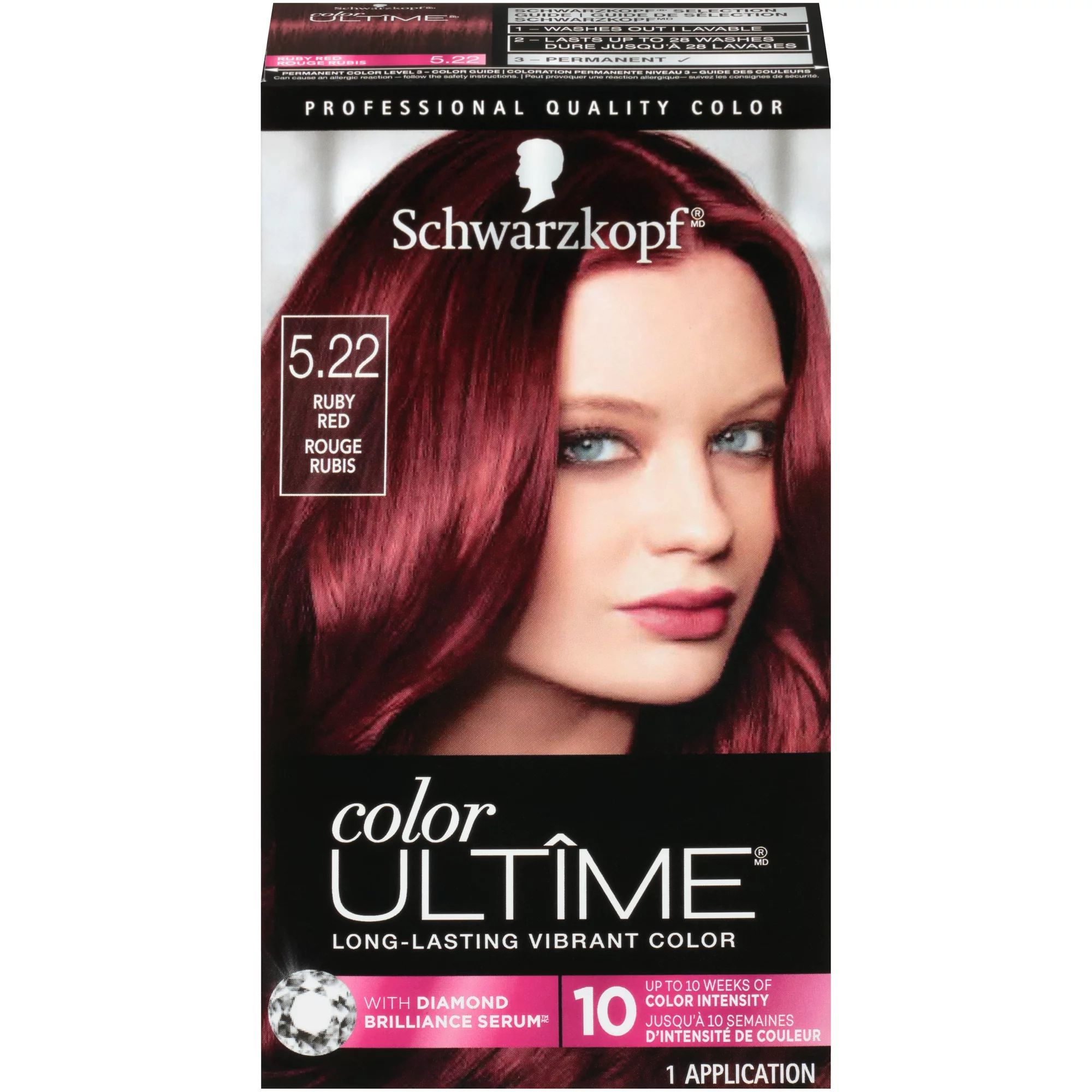 Schwarzkopf Color Ultime Permanent Hair Color Cream, 5.22 Ruby Red | Walmart (US)