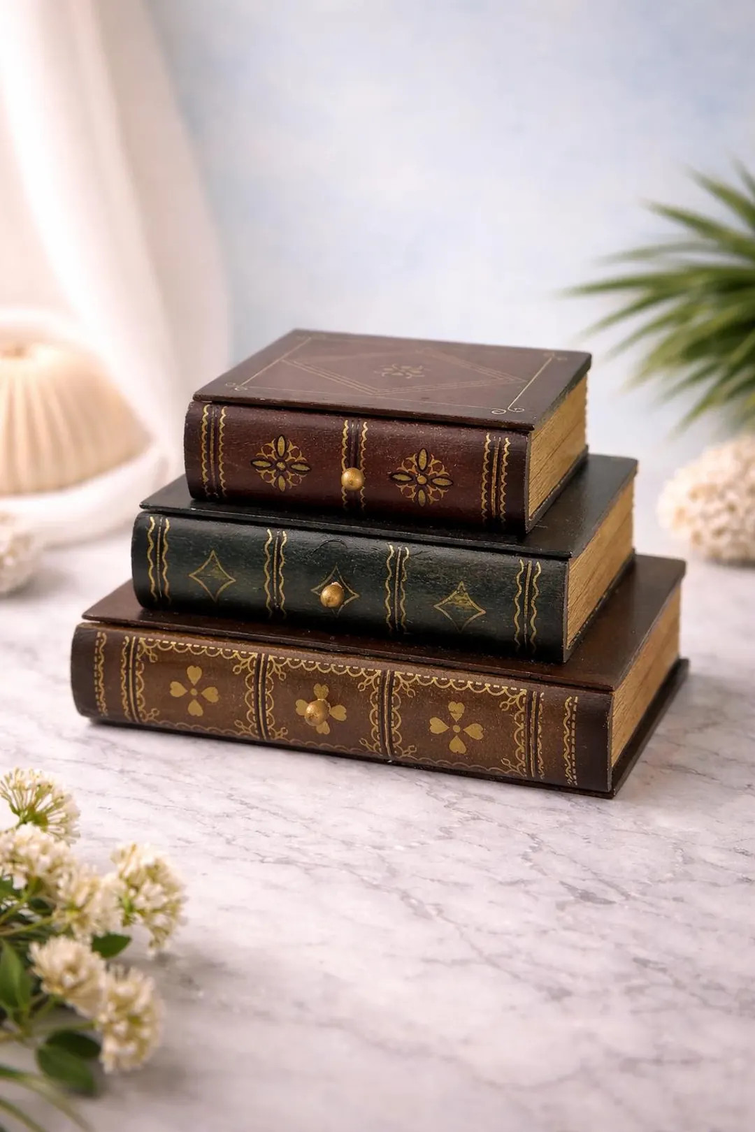 Vintage Wooden Book Jewelry Box With Drawers | Hand-painted Faux Book Storage Chest - Etsy | Etsy (US)