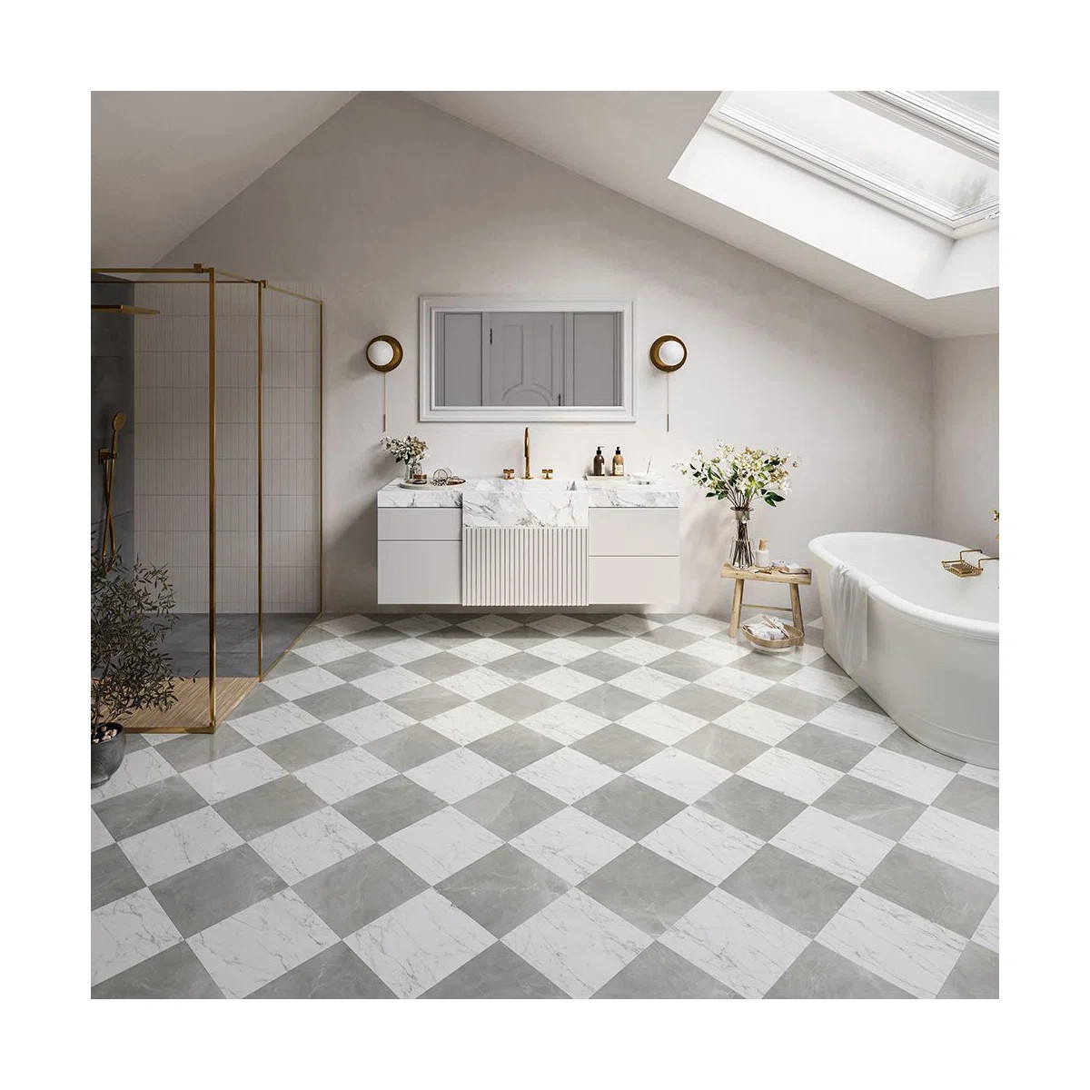 Tuscany Checkerboard 12X12 Marble Look Porcelain Tile | Wayfair North America