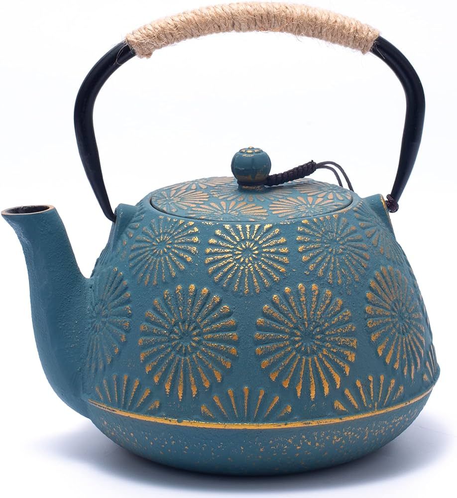 MILVBUSISS Cast Iron Teapot, Large Capacity 40oz Tea Kettle with Infuser for Stove Top, Sakura De... | Amazon (US)