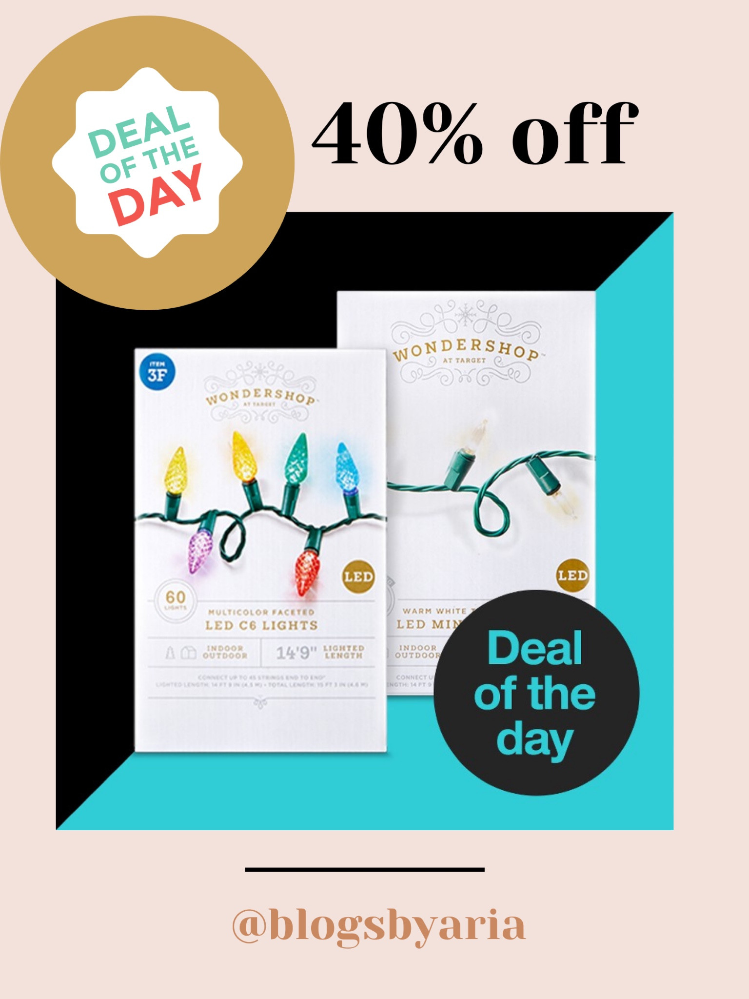 Take 40% off select Christmas lights today only!! Target deal of the day! 

#LTKHoliday #LTKsalealert