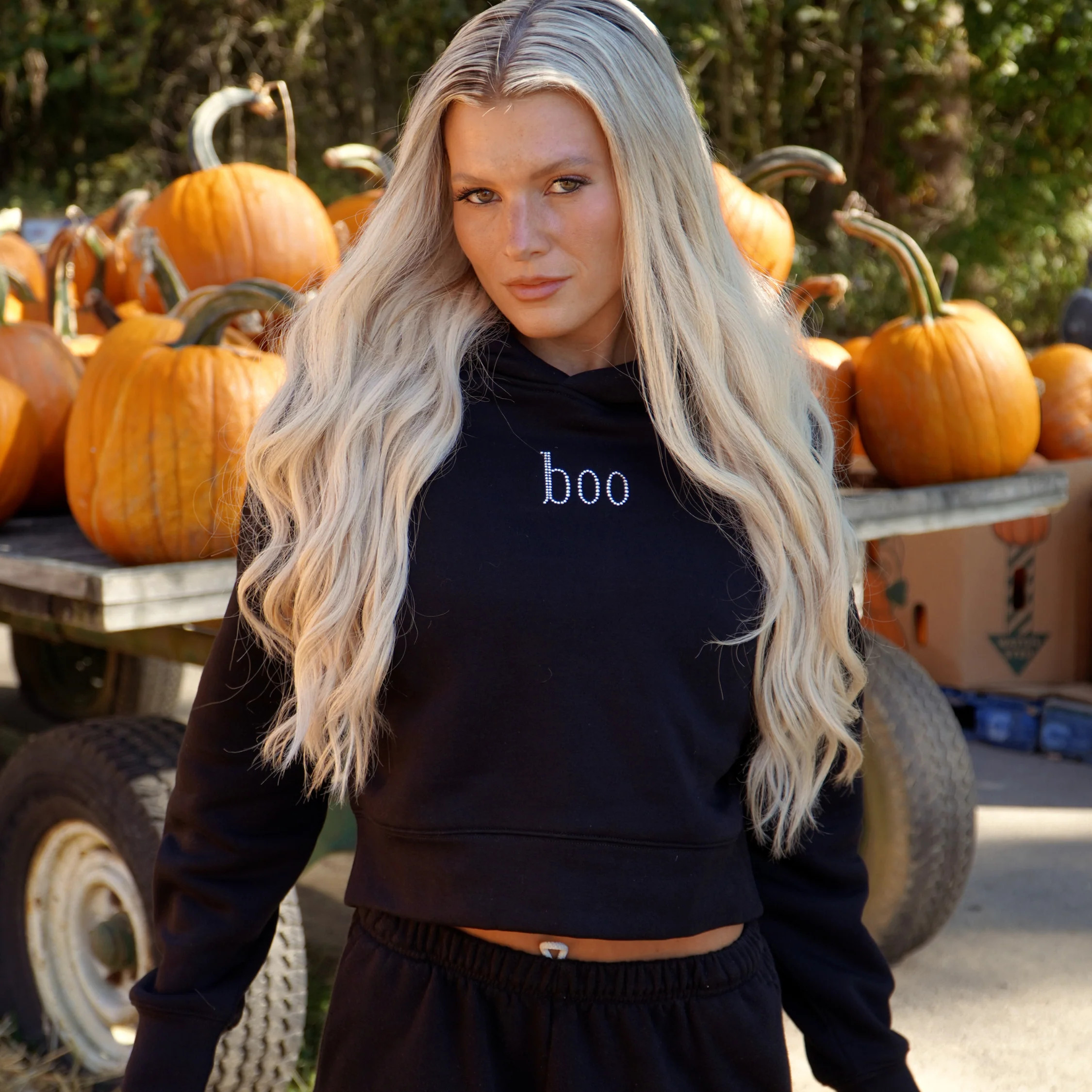 Boo Rhinestone Hoodie | SuzieB Fitness