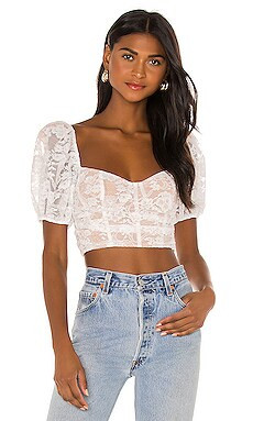 For Love & Lemons Rosalie Crop Top in White from Revolve.com | Revolve Clothing (Global)