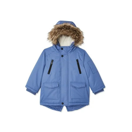 George Toddler Boy Faux Fur Hooded Parka Winter Jacket Coat | Walmart (US)