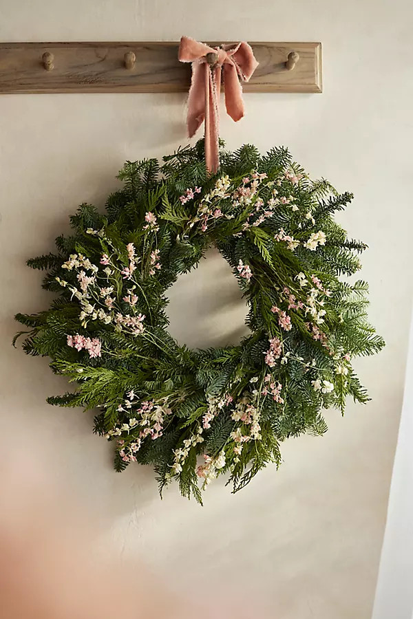 Fresh Evergreen + Larkspur Wreath | Anthropologie (US)