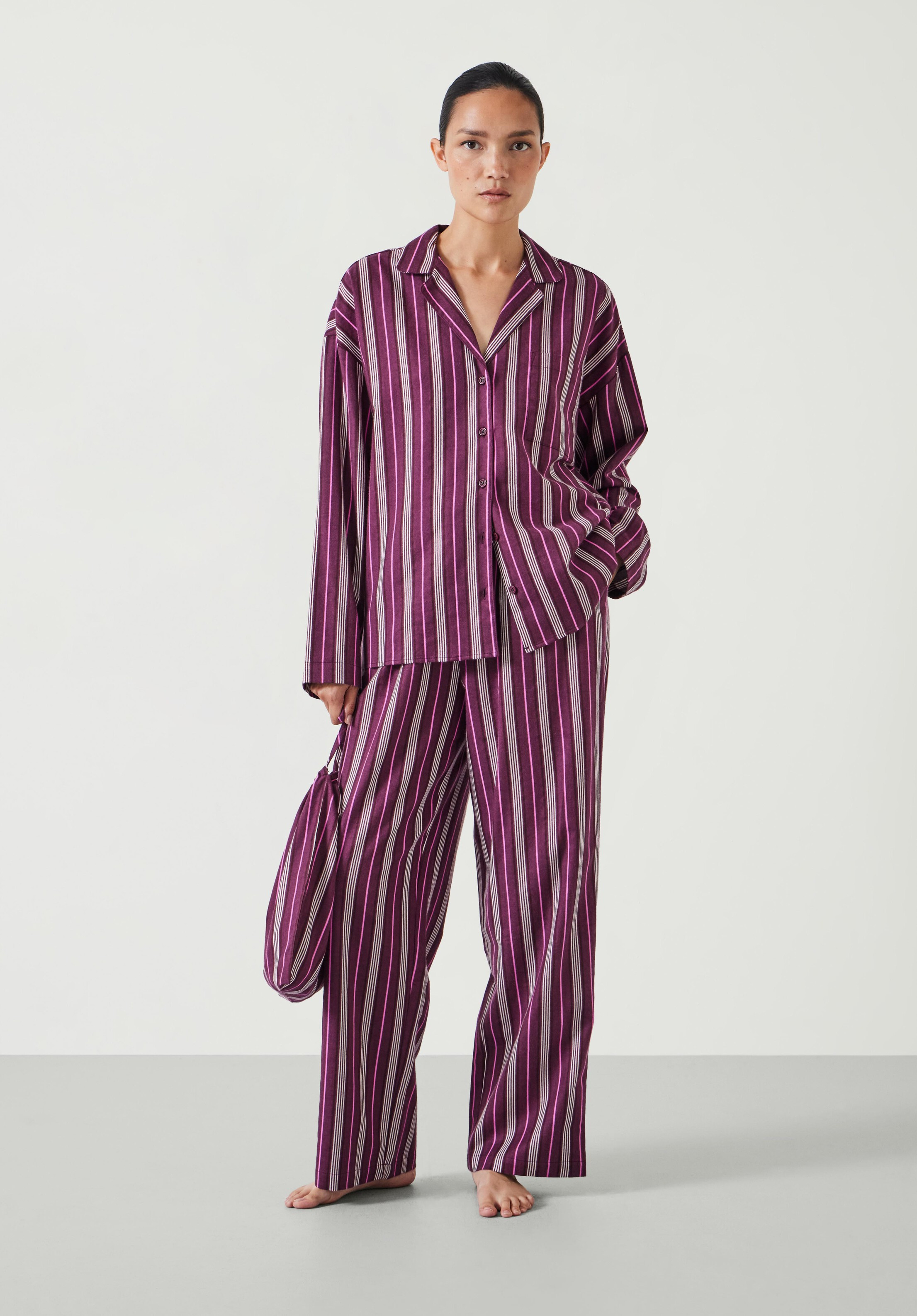 Amita Brushed Cotton Stripe Pajamas | Hush UK