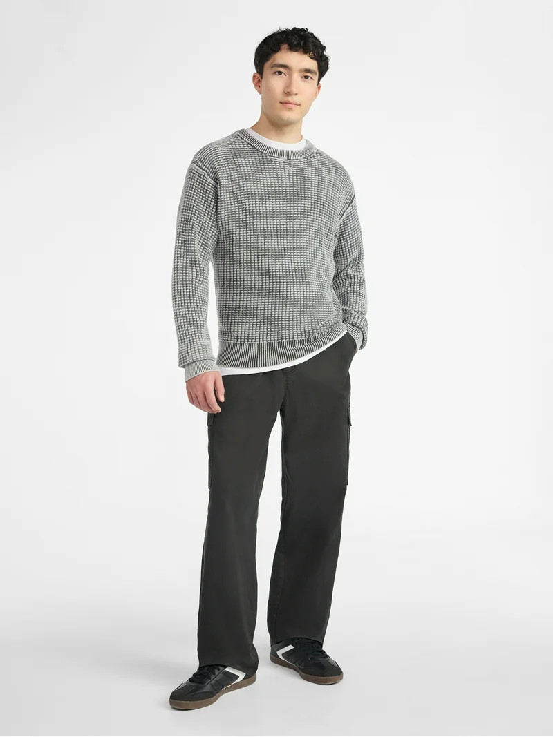 No Boundaries Men's & Big Men's Thermal Stitch Crewneck Sweater, Midweight, Sizes XS-3XL | Walmart (US)