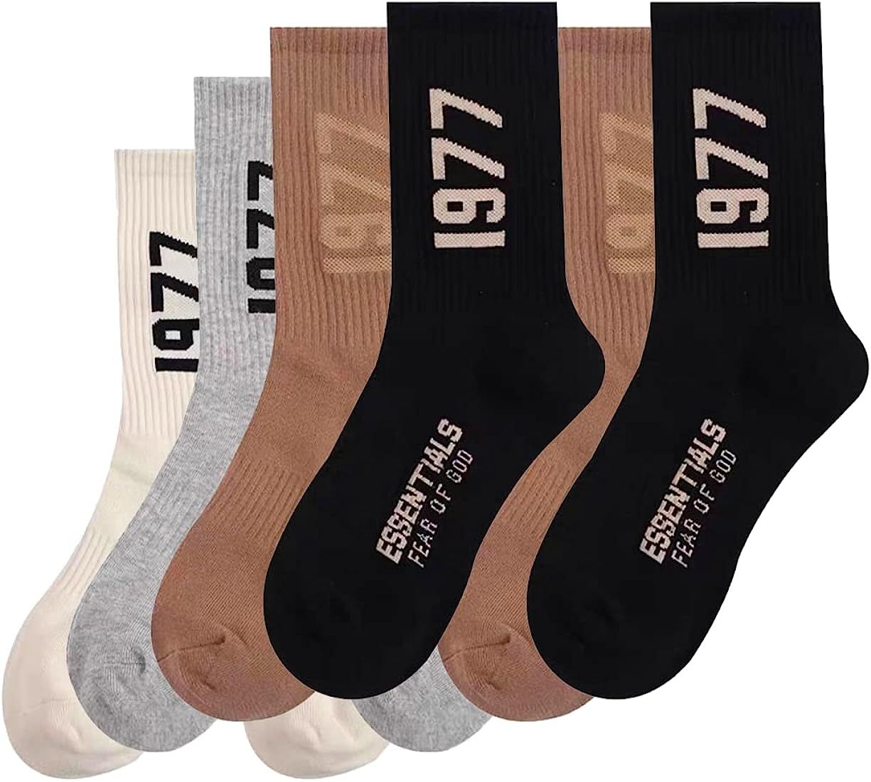 Odkdfoic 4 Pairs Socks Designer Fashion Trend Hip Hop Athletic Socks Cotton Breathable Tube Socks... | Amazon (US)
