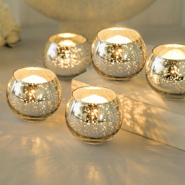 12pcs Gold Votive Candle Holders for Tealight, Mercury Glass Votives Set for Wedding Party Center... | Walmart (US)
