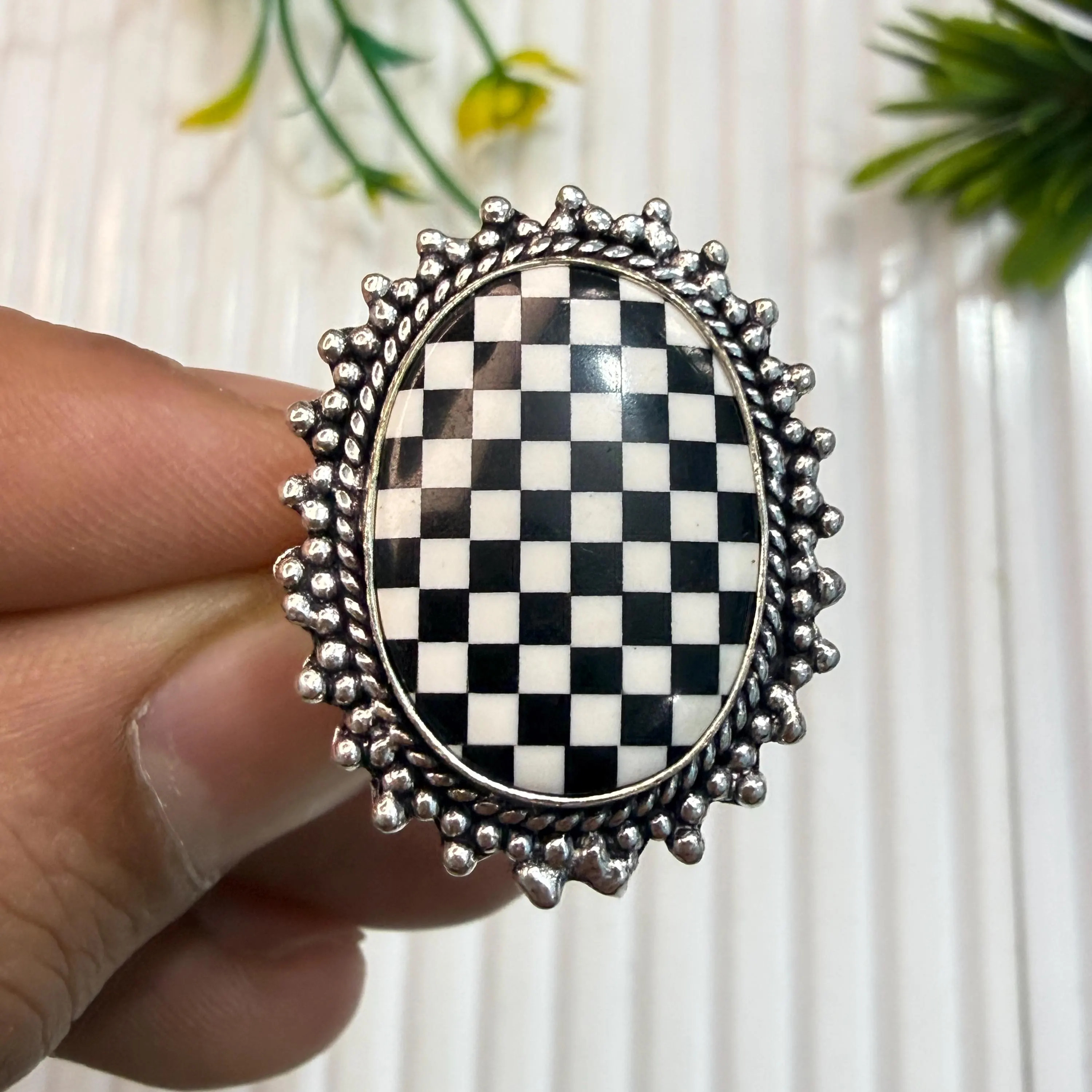 Checkerboard Silver Ring, Handmade 925 Silver Jewelry Promise Ring, Vintage Ring, Gift for Her | Etsy (Global)