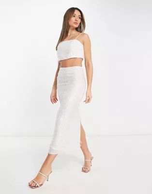 ASOS EDITION sequin cami crop top & pencil skirt in ivory - IVORY | ASOS (Global)