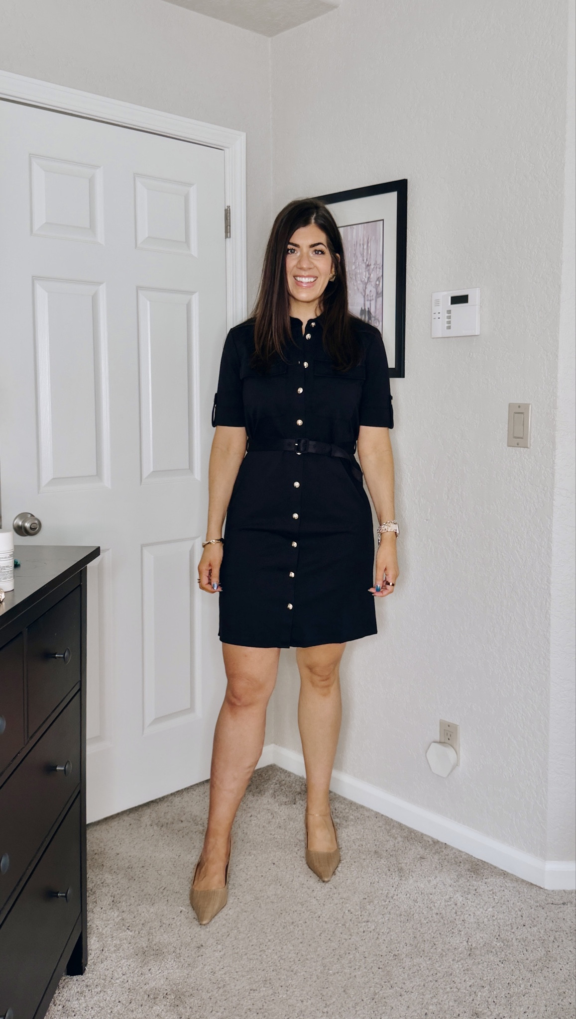 In an 8 in the ponte knit shirt dress 

#LTKMidsize #LTKWorkwear #LTKTall