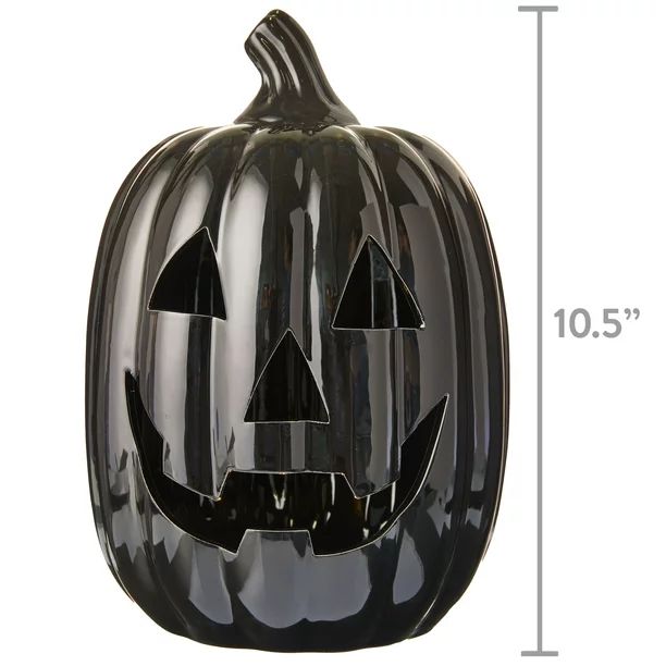 Way To Celebrate Pumpkin Decor . Black Light up  Ceramic Pumpkin 10.5"H - Walmart.com | Walmart (US)