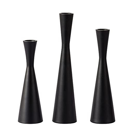 Candlestick Holders Set of 3 Black Metal Taper Candlestick Holders, Vintage and Modern Decorative Centerpiece Candlestick Holder with Heavy Base for Table Mantel Wedding, Party, Housewarming | Amazon (US)