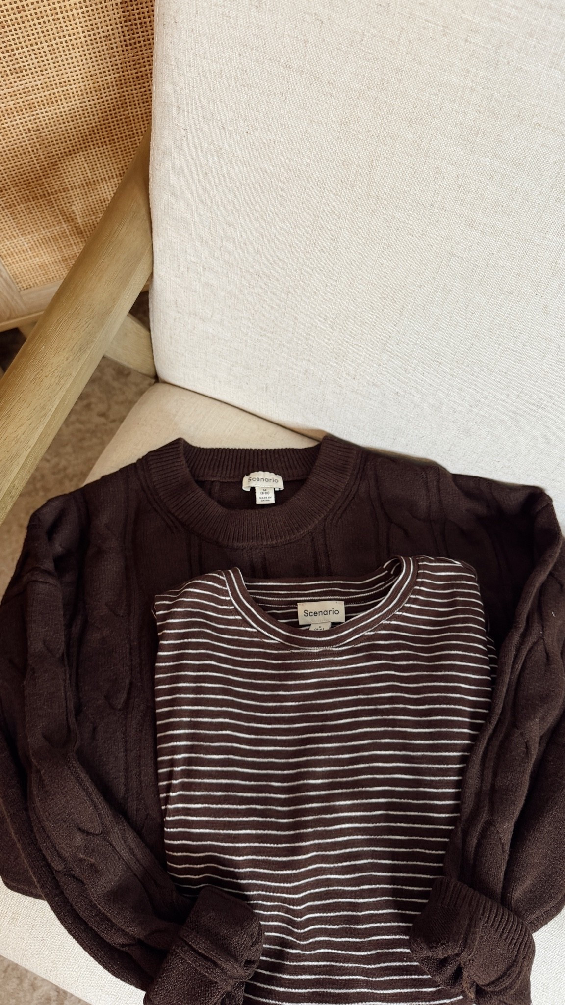 fall basics, but better ☁️ cozy layering sweaters and long sleeves! size S in both. the striped sweater has a relaxed fit. walmart fashion, fall fashion, fall outfit @Walmart

#LTKootd