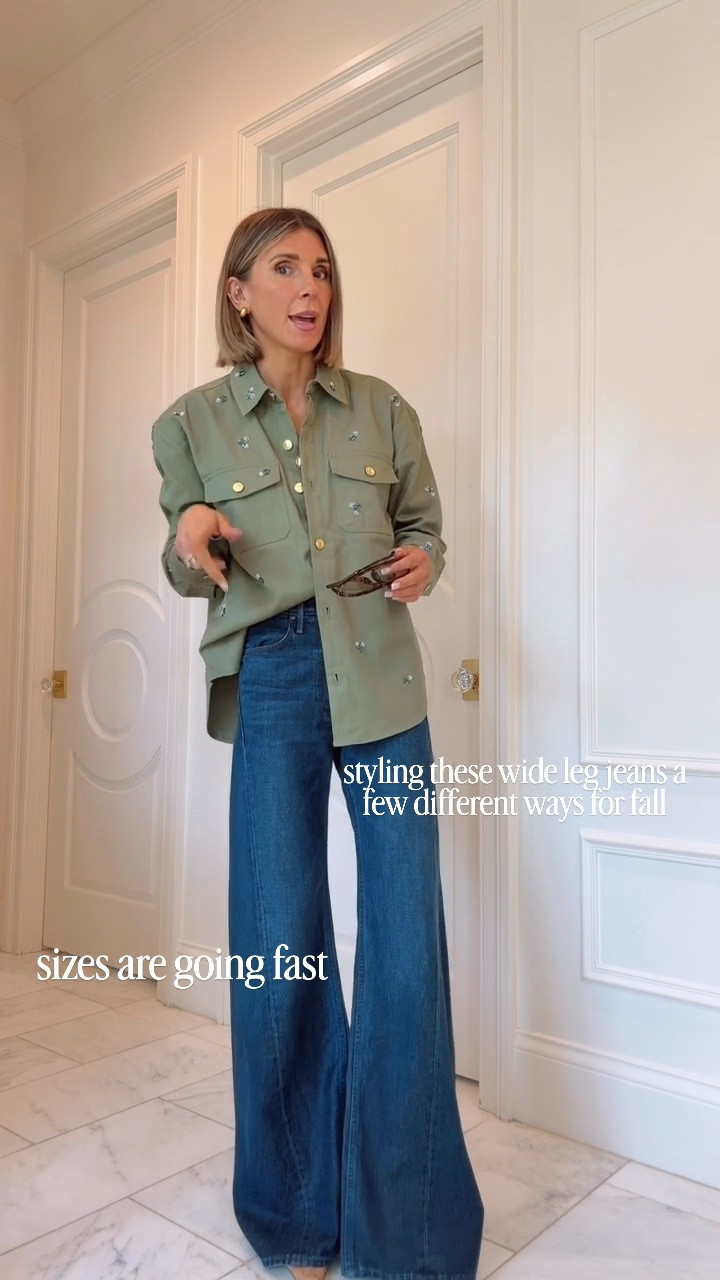 New wash in these viral wide leg jeans for fall! I suggest sizing down one size.
