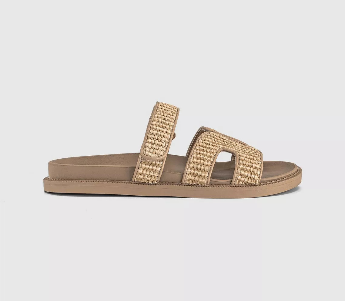 OFFICE Serena Cut Out Two Strap Footbed Sandals Beige Raffia - Women’s Sandals | Office Shoes (UK)