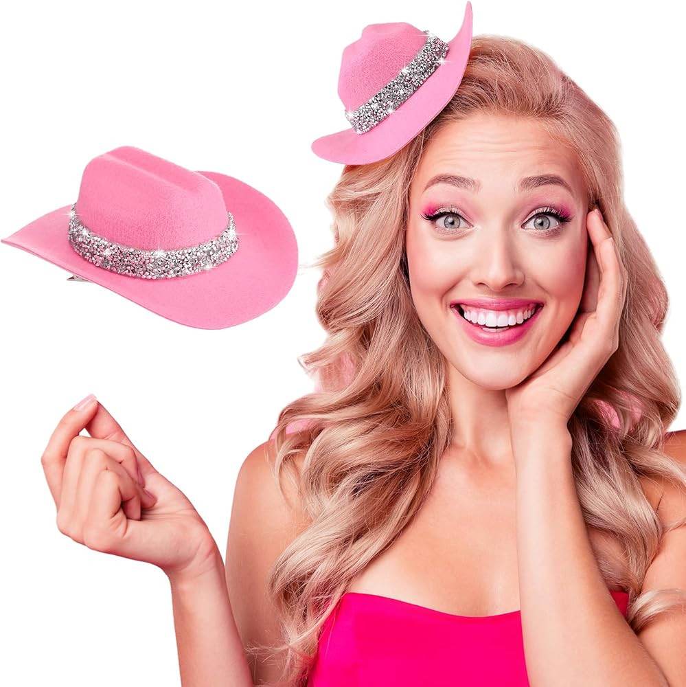 6 Inch Cowboy Hat Hair Clip with Rhinestones Cowgirl Mini Small Hat Clip for Wedding Disco Wester... | Amazon (US)