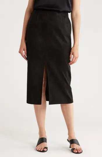 Gemma + Jane Faux Suede Pencil Skirt in Black at Nordstrom Rack, Size Small | Nordstrom Rack