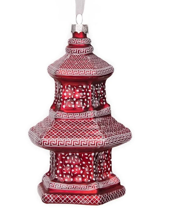 Pearlized Red Pagoda Ornament | The Enchanted Home