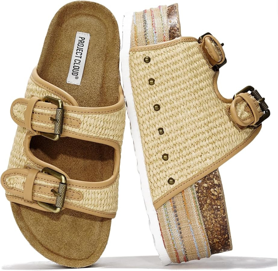 Project Cloud Platform Sandals Women Footwear - Genuine Leather and Durable EVA Sole for Non-Slip... | Amazon (US)