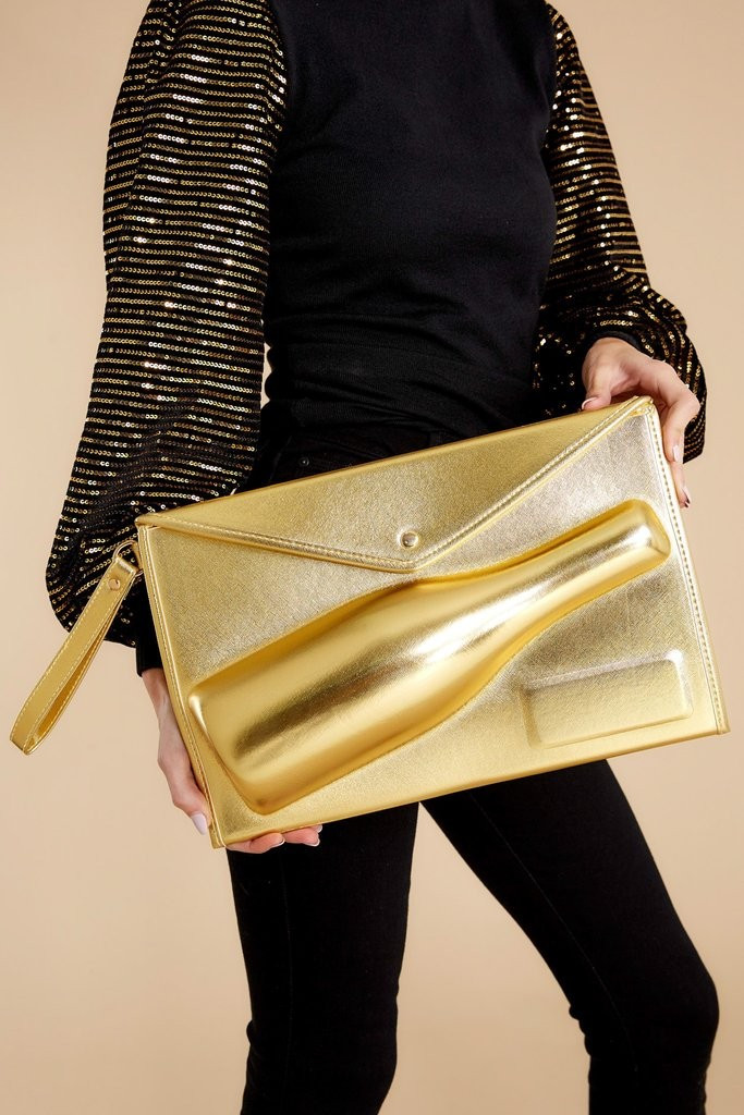 Awaiting Celebration Gold Clutch | Red Dress 