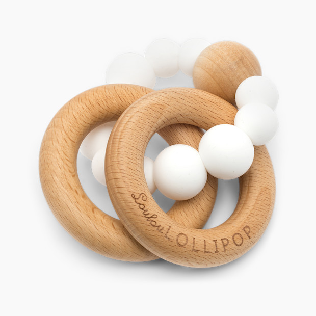 Bubble Silicone & Wood Teething Rattle | Babylist