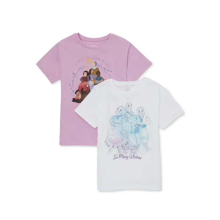Disney Wish Girls Graphic Tee with Short Sleeves, 2-Pack, Size XS-XL | Walmart (US)