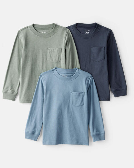 Toddler Boy 3-Pack Long-Sleeve T-Shirts - Blue/Green | Carter's Inc