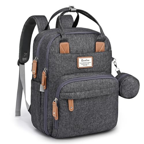 RUVALINO Diaper Bag Backpack, Multifunction Travel Pack Maternity Baby Changing Bags, Large Capacity, Waterproof, Dark Gray | Amazon (US)