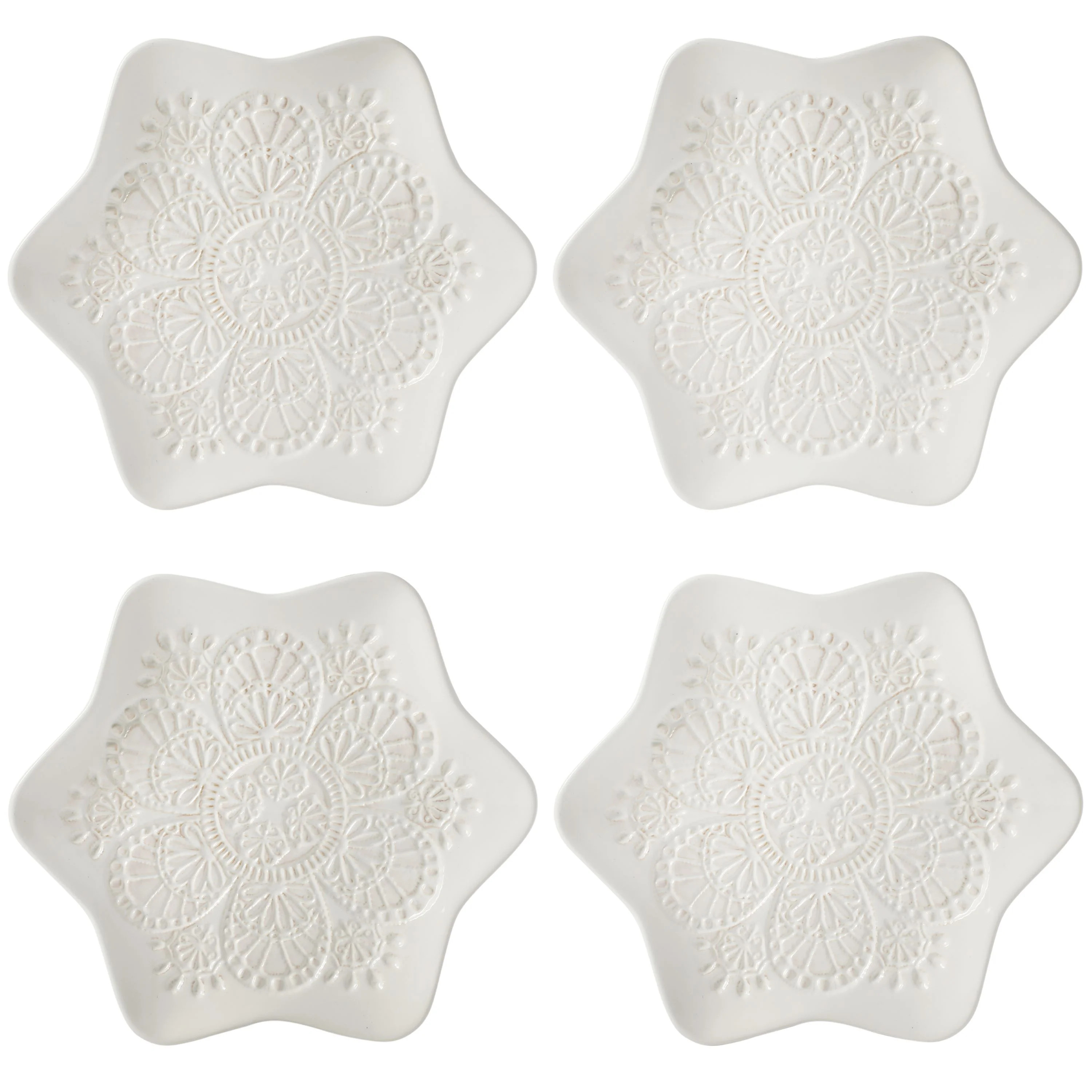 The Pioneer Woman Vintage Lace Snowflake Appetizer Plates, White, 8.5 in, 4-Pack | Walmart (US)