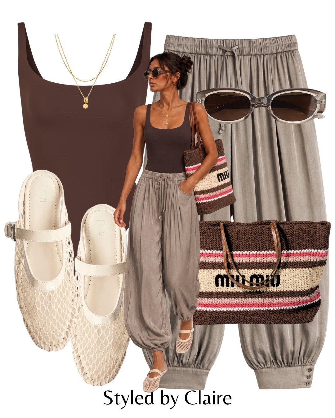 SATIN BALLOON TROUSERS🤎🤎
Tags: mesh ballet flat mules nude bodysuit skims Zara drawstring button pants miu miu crochet tote bag sunglasses H&M necklace revolve fashion cool girl city break inspo outfit ideas airport outfit

#LTKsummer #LTKshoes #LTKstyletip