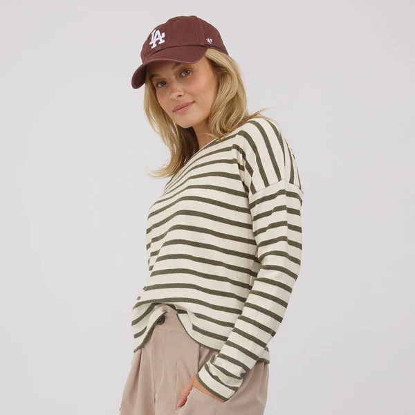 Striped Sweater, Olive and Cream | Albion Fit