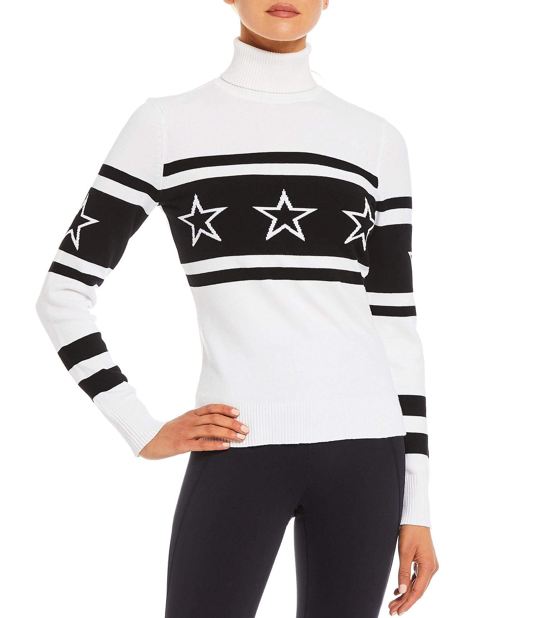 Active Star Motif Turtleneck Long Sleeve Statement Sweater | Dillard's