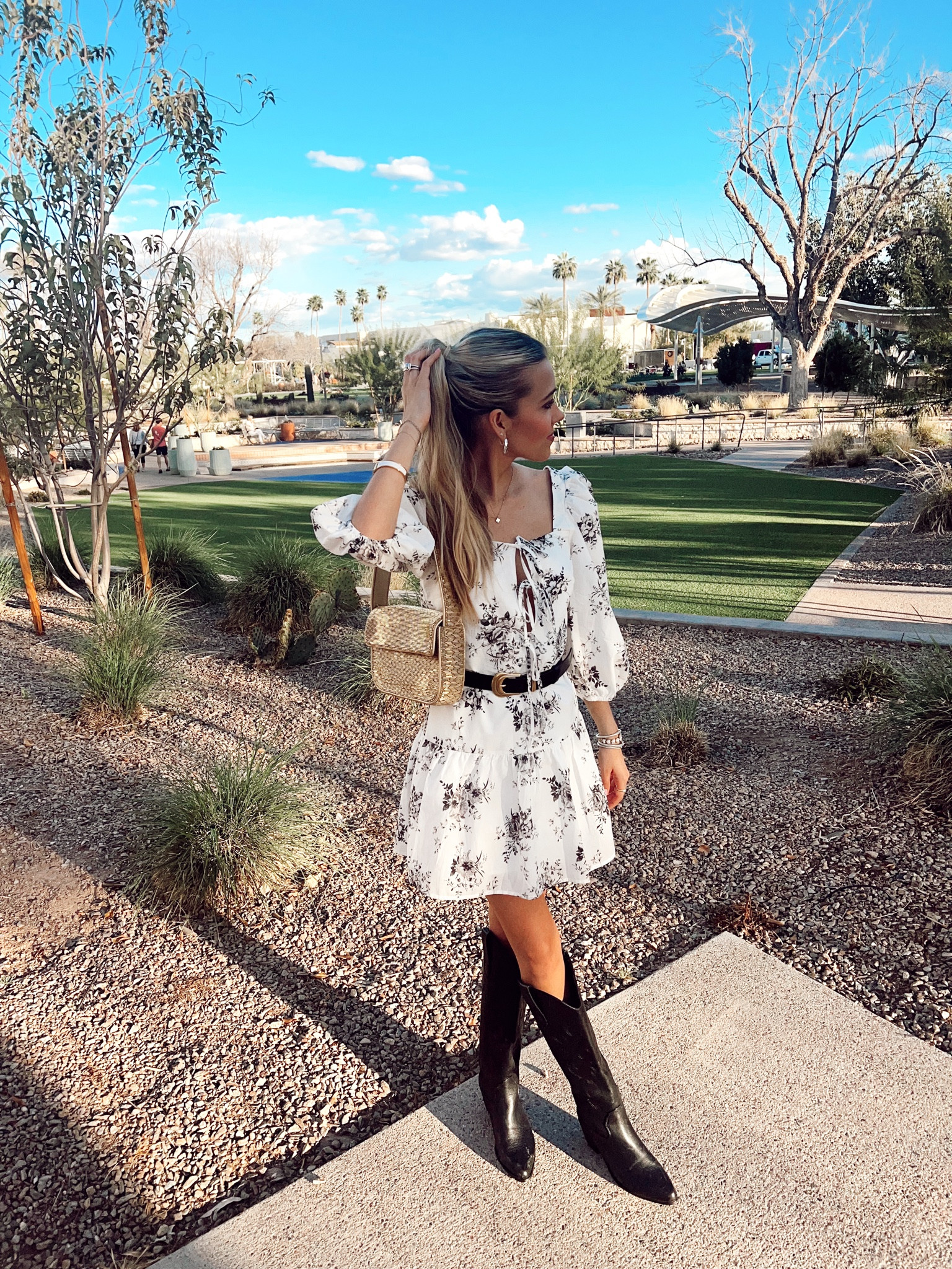 PHX 🤍
I had the best first part of spring break with my bestie in Scottsdale!!!! We went out for 🍸 one evening & got to play dress up!! I channeled a western vibe & wore this perf little @hm dress with a belt & my @billini boots. I loved how it cinched in the look! I have linked all of these items on my @ltk 🖤 

#LTKSeasonal #LTKfindsunder100 #LTKtravel