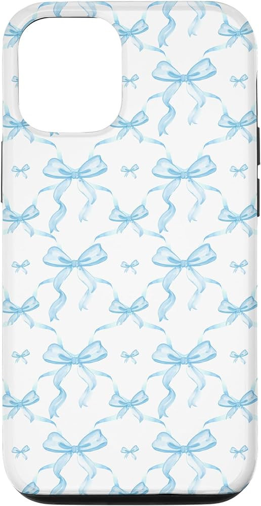 iPhone 14 Aesthetic Light Blue Ribbons and Bows in Watercolor Case | Amazon (US)