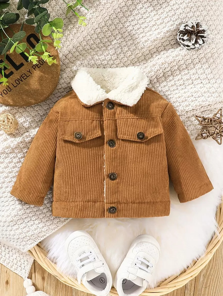 Baby Flap Detail Thermal Lined Corduroy Jacket
   
      SKU: sa2209088661851539
          (1000+... | SHEIN