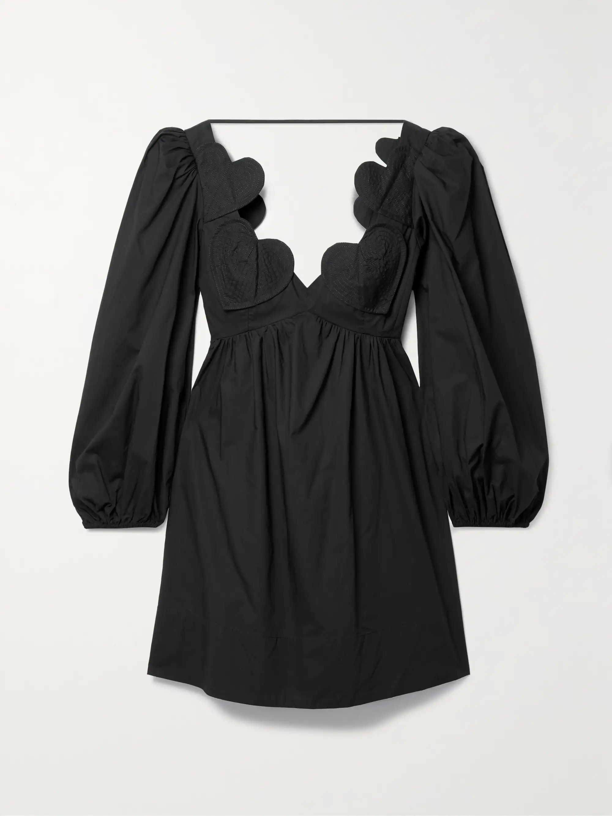 Appliquéd gathered cotton-poplin mini dress | NET-A-PORTER (US)