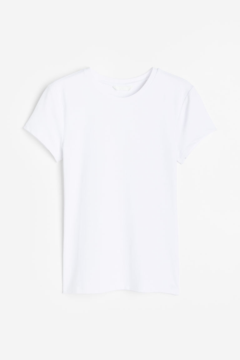 Fitted T-shirt - Dark beige - Ladies | H&M US | H&M (US + CA)