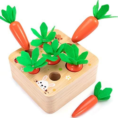 AOJOYS Montessori Toys for Toddlers 1-3 Years Old, Developmental Wooden Toys Carrot Shape Size Sorti | Amazon (US)