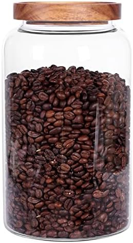 Large Glass Food Canisters, 93 FL OZ(2750ml) Kitchen Serving Stoarge Container with Airtight Wood... | Amazon (US)