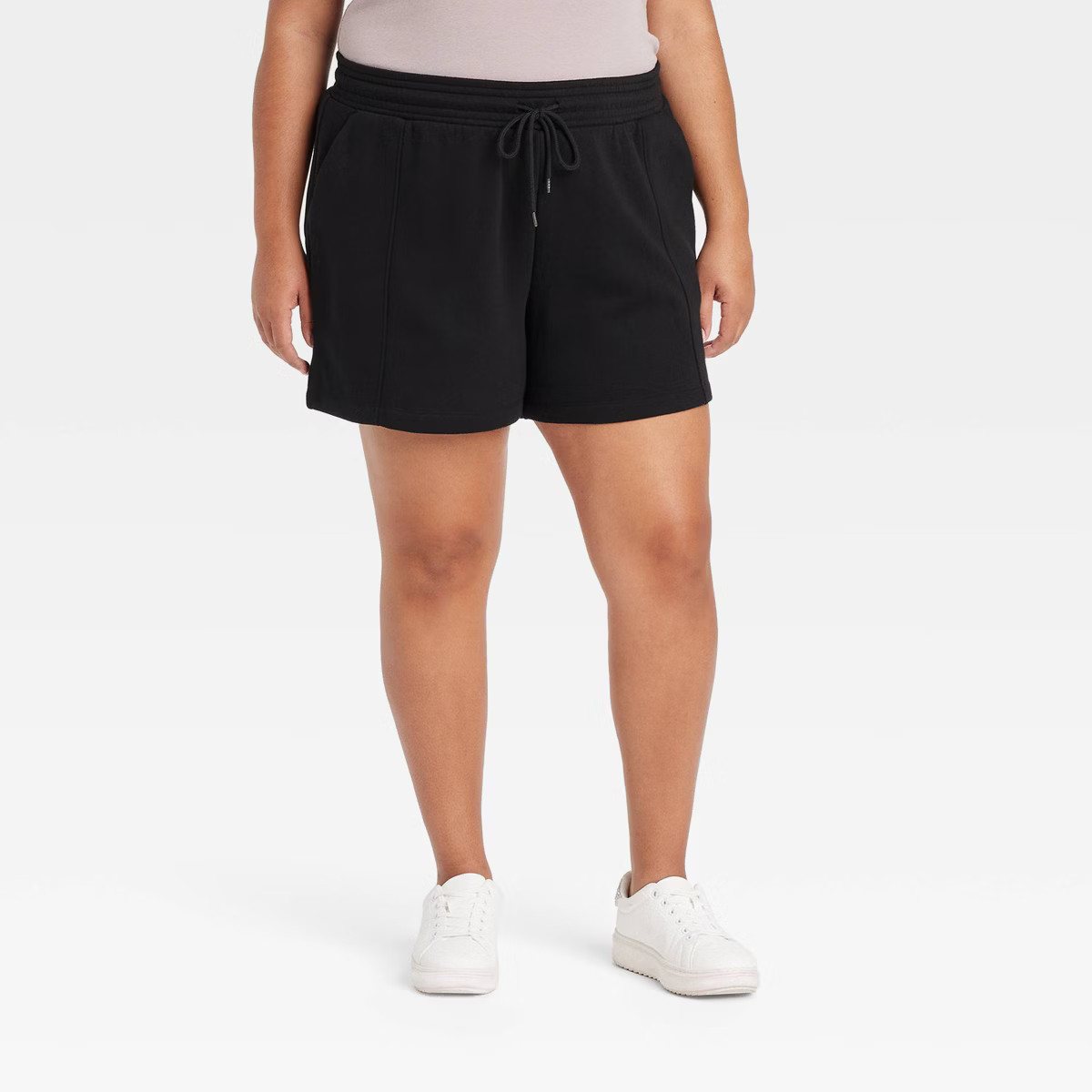 Women's High-Rise Fleece Pull-On Shorts - Ava & Viv™ Beige 1X | Target