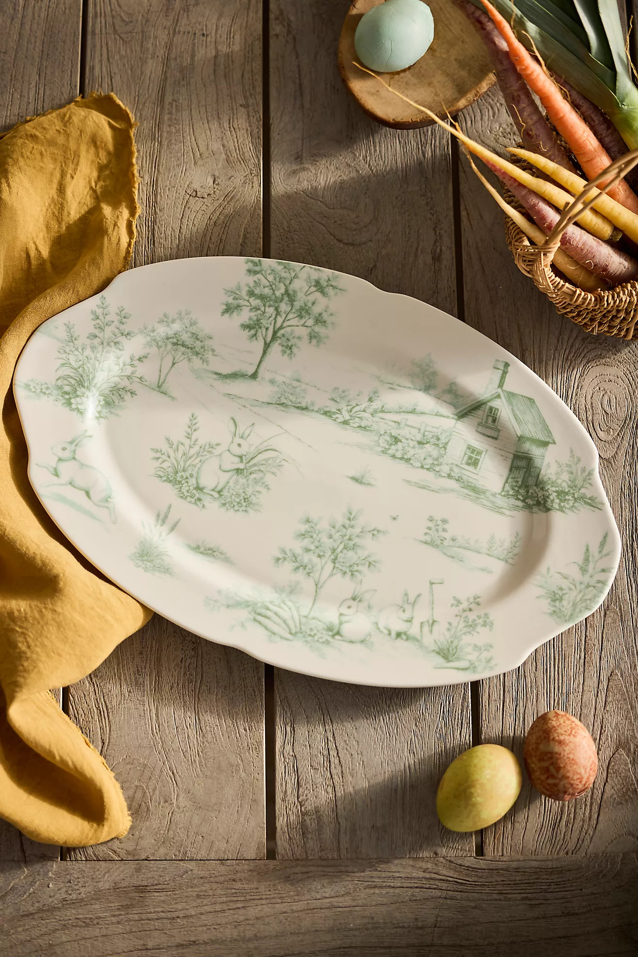 Bunny Toile Stoneware Serving Platter, Large | Anthropologie (US)