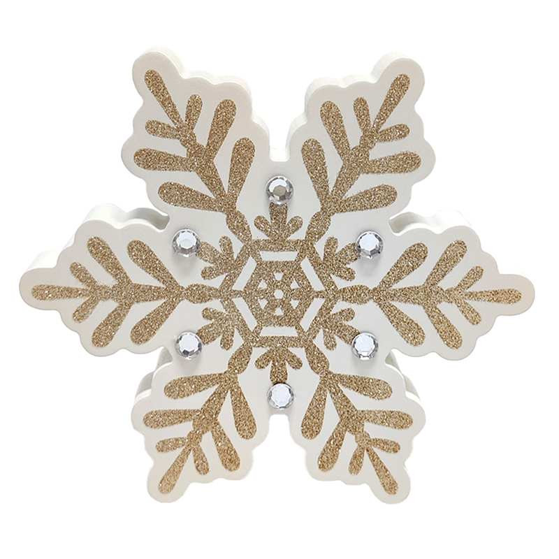 Providence Gold Glittered Snowflake Table Decor, 7" | At Home